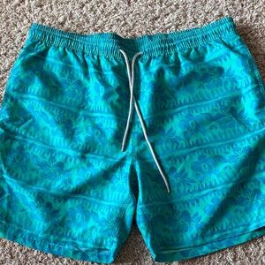 Kirkland Signature Teal Patterned Swim Trunks